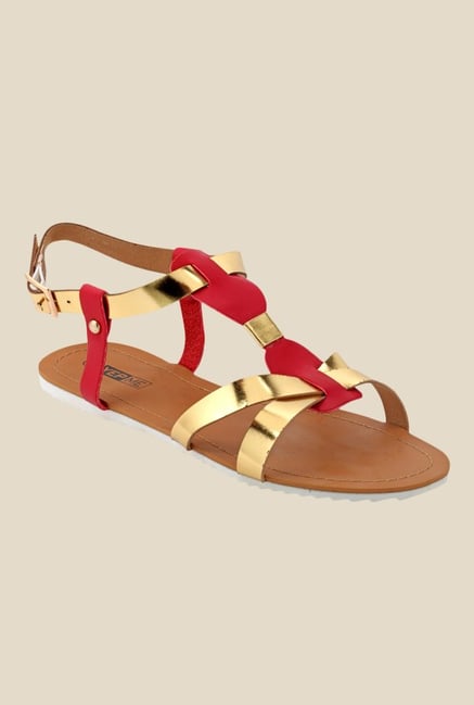 Yepme Golden & Red Back Strap Sandals Yepme Golden & Red Back Strap Sandals