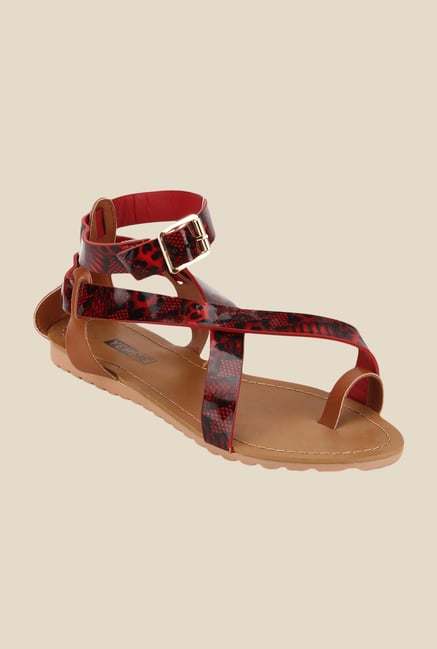 Yepme Red & Black Ankle Strap Sandals Yepme Red & Black Ankle Strap Sandals