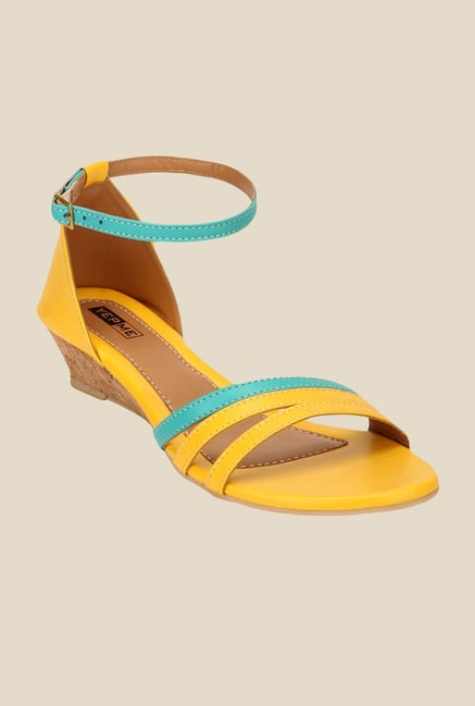 Yepme Yellow & Turquoise Ankle Strap Wedges Yepme Yellow & Turquoise Ankle Strap Wedges