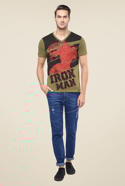 Yepme Marvel Iron Man Teardown Olive Printed T Shirt Yepme Marvel Iron Man Teardown Olive Printed T Shirt