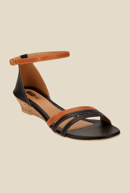 Yepme Black & Brown Ankle Strap Wedges Yepme Black & Brown Ankle Strap Wedges