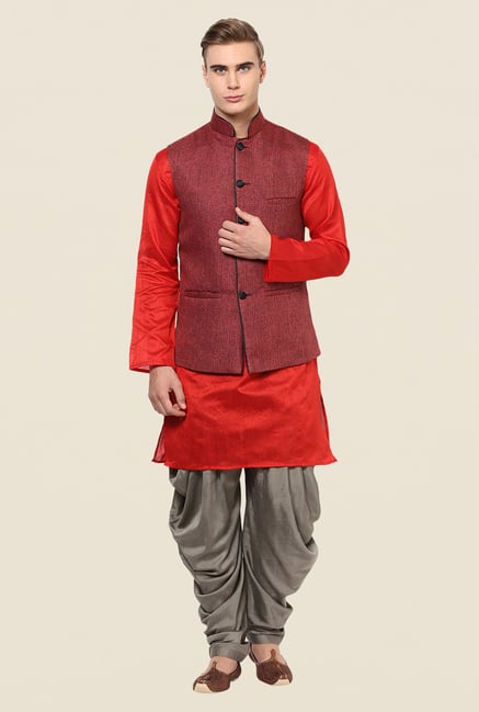Yepme Red Alvin Solid Nehru Jacket Yepme Red Alvin Solid Nehru Jacket