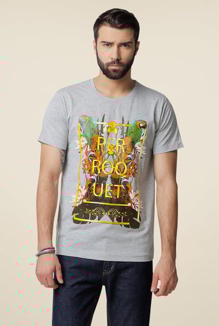 Yepme Perroquet Grey Graphic Photoprint T Shirt Yepme Perroquet Grey Graphic Photoprint T Shirt