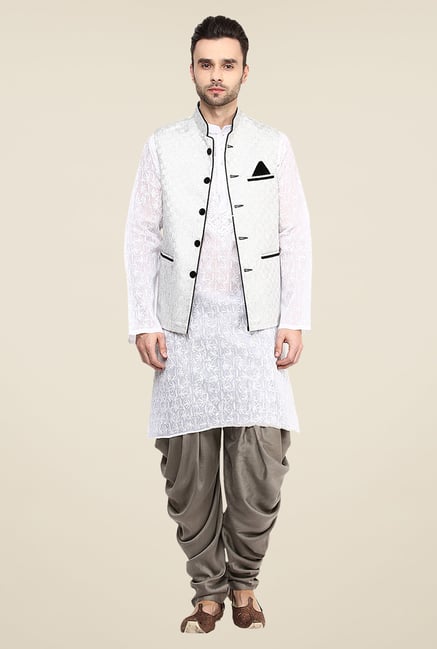Yepme Off White Jason Self Print Nehru Jacket Yepme Off White Jason Self Print Nehru Jacket