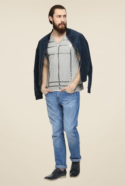 Yepme Grey Metallic Lines Printed T Shirt Yepme Grey Metallic Lines Printed T Shirt