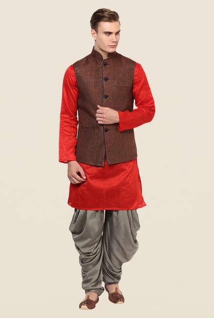 Yepme Rust Alvin Solid Nehru Jacket Yepme Rust Alvin Solid Nehru Jacket