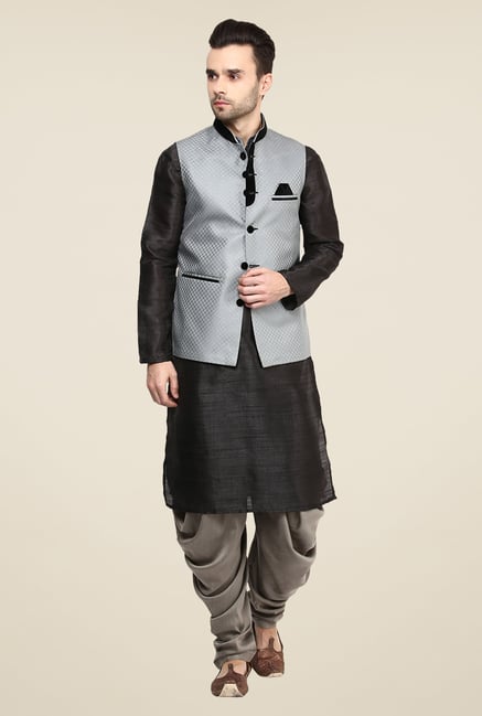 Yepme Grey Inrico Self Print Nehru Jacket Yepme Grey Inrico Self Print Nehru Jacket