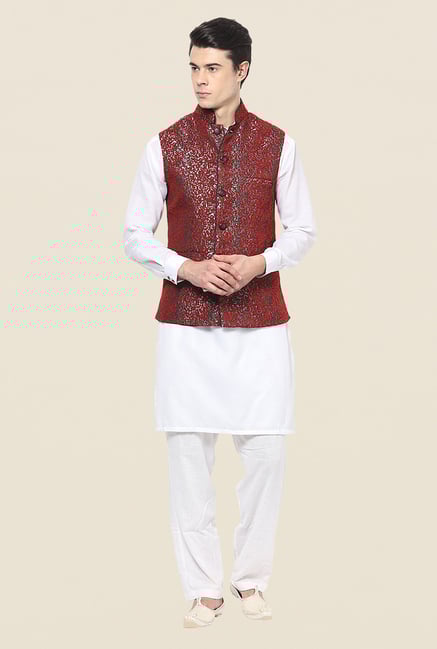 Yepme Red Austin Printed Nehru Jacket Yepme Red Austin Printed Nehru Jacket