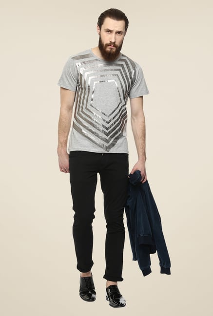 Yepme Grey Pentagon Printed T Shirt Yepme Grey Pentagon Printed T Shirt