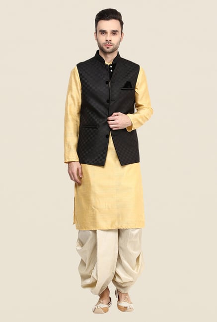 Yepme Black Allen Self Print Nehru Jacket Yepme Black Allen Self Print Nehru Jacket