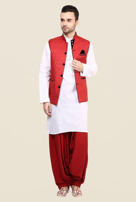 Yepme Red Allen Self Print Nehru Jacket Yepme Red Allen Self Print Nehru Jacket