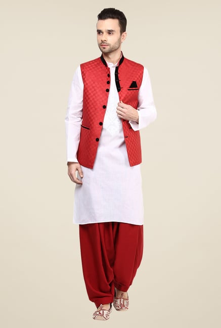 Yepme Red Inrico Self Print Nehru Jacket Yepme Red Inrico Self Print Nehru Jacket