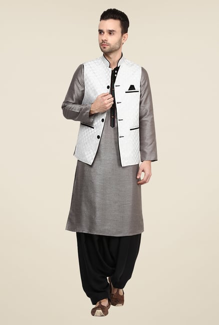 Yepme Off White Kance Self Print Nehru Jacket Yepme Off White Kance Self Print Nehru Jacket