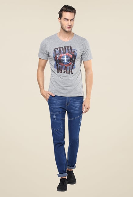 Yepme Grungy Civil War Shield Grey Graphic Print T Shirt Yepme Grungy Civil War Shield Grey Graphic Print T Shirt