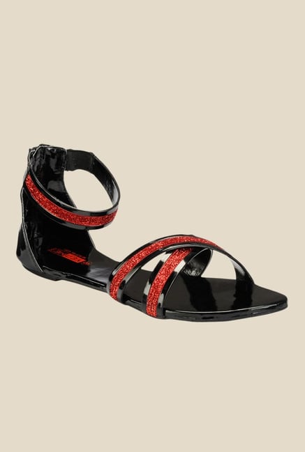 Yepme Red & Black Ankle Strap Sandals Yepme Red & Black Ankle Strap Sandals