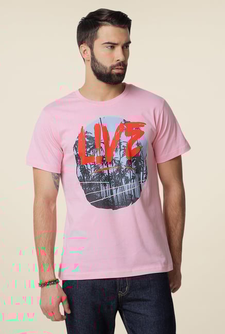 Yepme Pink Live Graphic Print T Shirt Yepme Pink Live Graphic Print T Shirt