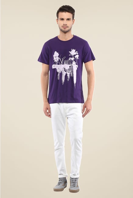 Yepme Mirrored Landscape Purple Printed T Shirt Yepme Mirrored Landscape Purple Printed T Shirt