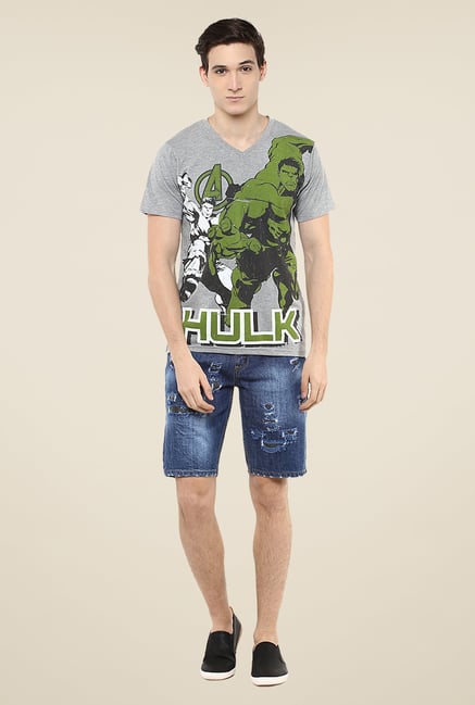 Yepme Marvel Hulk Grey Graphic Print T Shirt Yepme Marvel Hulk Grey Graphic Print T Shirt