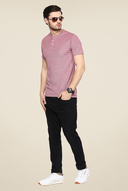 Yepme Rolf Purple Textured T Shirt Yepme Rolf Purple Textured T Shirt