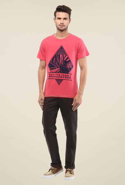 Yepme Perspective Coral Printed T Shirt Yepme Perspective Coral Printed T Shirt