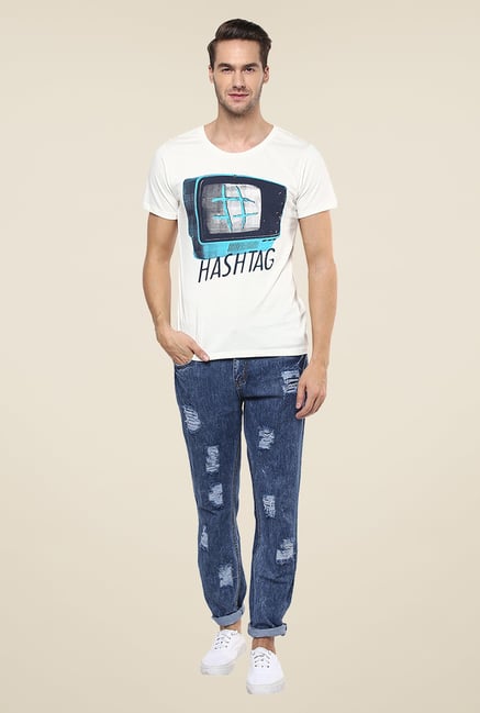 Yepme White Hashtag Graphic Print T Shirt Yepme White Hashtag Graphic Print T Shirt