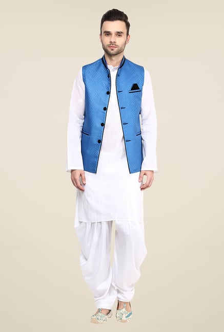 Yepme Blue Alec Self Print Nehru Jacket Yepme Blue Alec Self Print Nehru Jacket