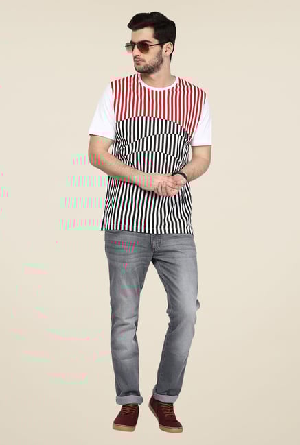 Yepme White Striped T Shirt Yepme White Striped T Shirt