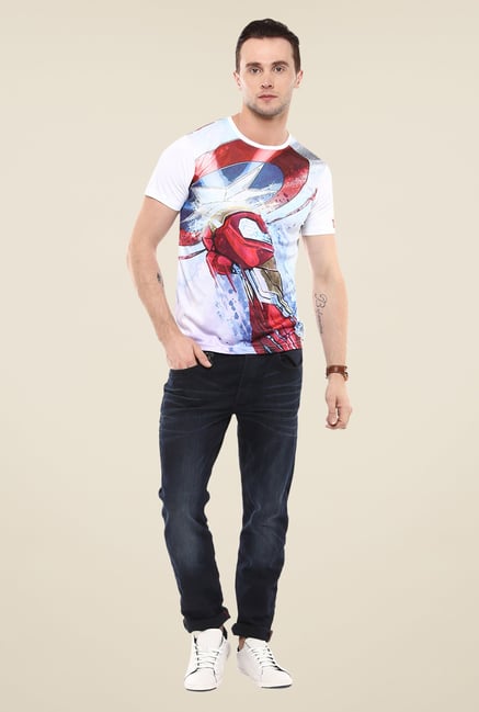 Yepme Civil War Iron Punch White Graphic Print T Shirt Yepme Civil War Iron Punch White Graphic Print T Shirt