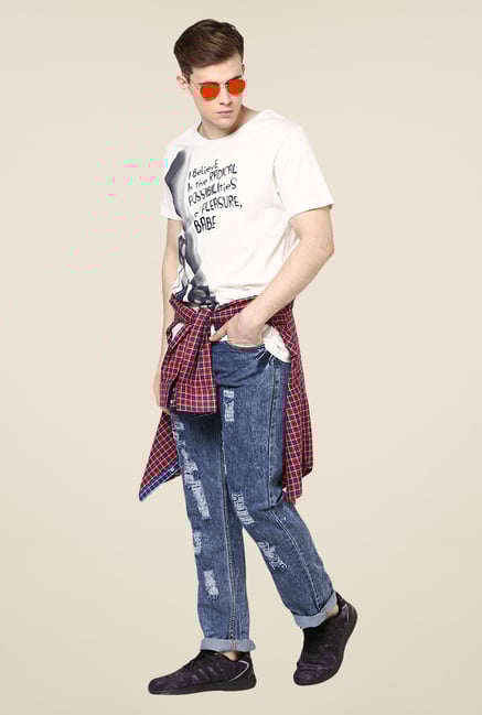 Yepme White I Believe Printed T Shirt Yepme White I Believe Printed T Shirt