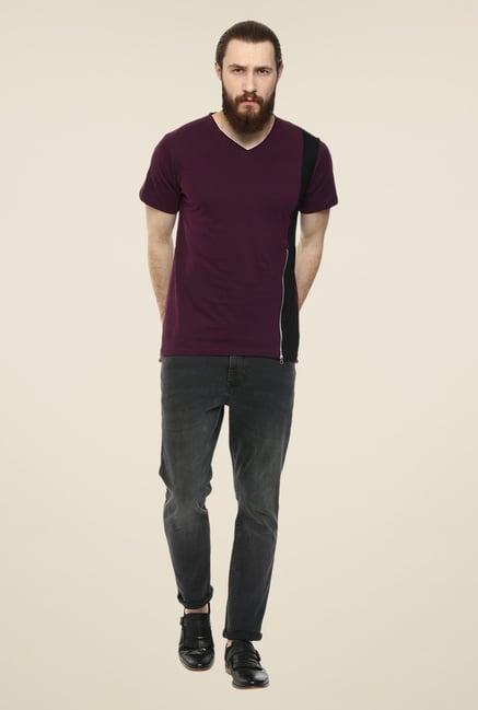 Yepme Wine Reeves Party Solid T Shirt Yepme Wine Reeves Party Solid T Shirt