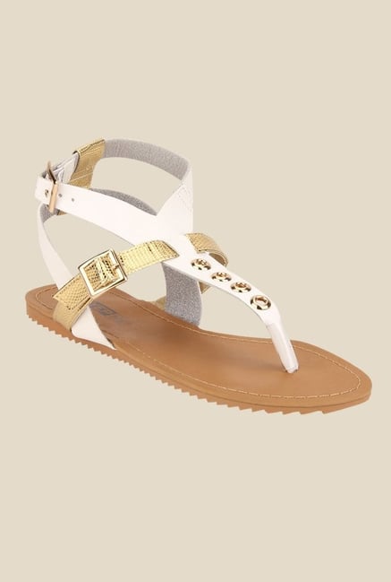 Yepme White & Golden Ankle Strap Sandals Yepme White & Golden Ankle Strap Sandals