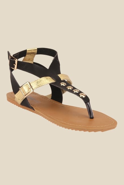 Yepme Black & Golden Ankle Strap Sandals Yepme Black & Golden Ankle Strap Sandals