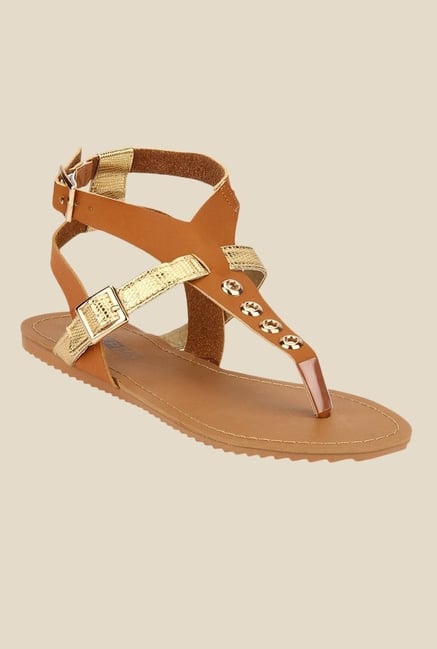 Yepme Brown & Golden Ankle Strap Sandals Yepme Brown & Golden Ankle Strap Sandals