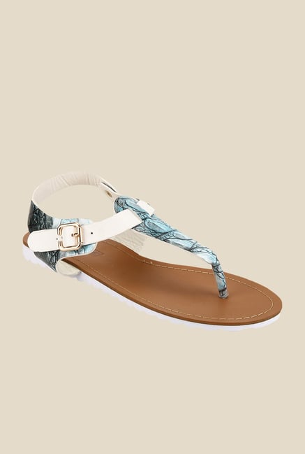 Yepme White & Water Blue T-Strap Sandals Yepme White & Water Blue T-Strap Sandals