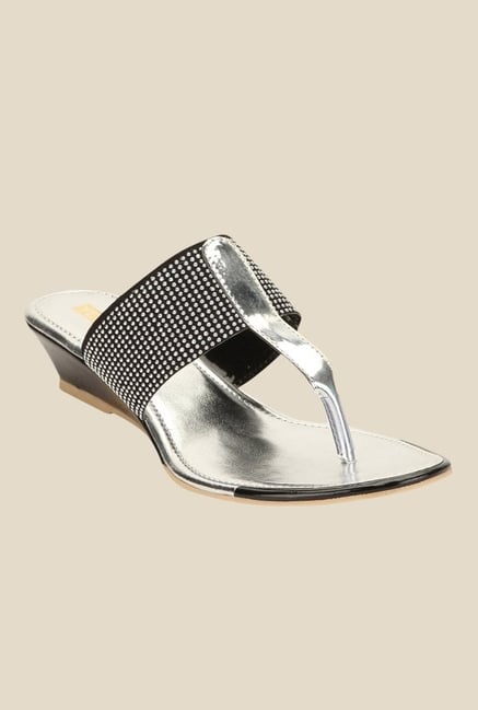 Yepme Black & Silver T-Strap Wedges Yepme Black & Silver T-Strap Wedges