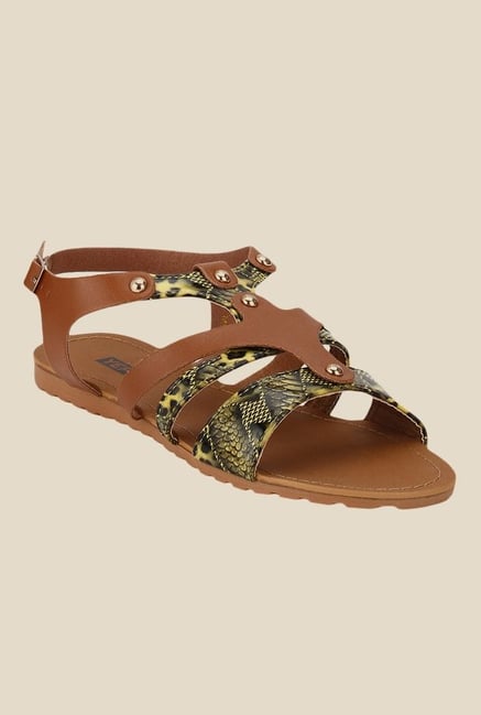 Yepme Brown & Yellow Back Strap Sandals Yepme Brown & Yellow Back Strap Sandals