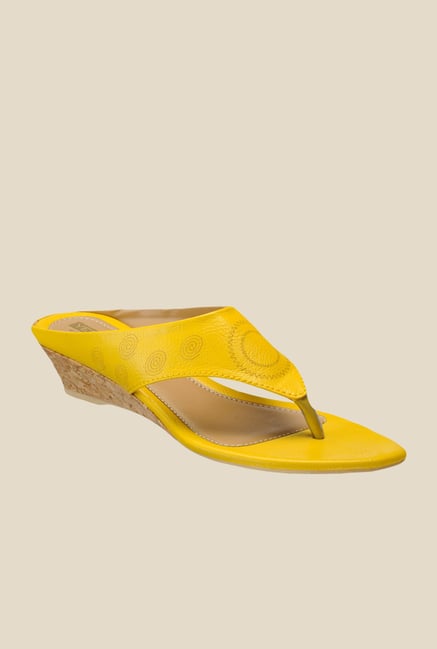 Yepme Yellow Wedge Heeled Thong Sandals Yepme Yellow Wedge Heeled Thong Sandals