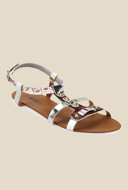 Yepme Silver & Brown Ankle Strap Sandals Yepme Silver & Brown Ankle Strap Sandals