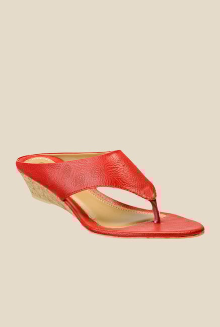 Yepme Red Wedge Heeled Thong Sandals Yepme Red Wedge Heeled Thong Sandals