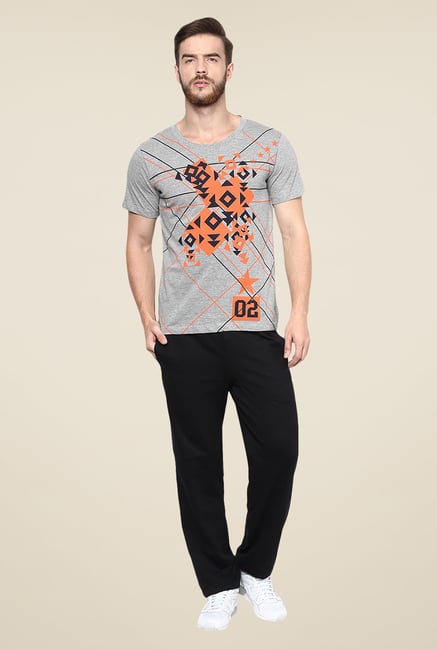 Yepme Grey Lionel High Performance Graphic Print T Shirt Yepme Grey Lionel High Performance Graphic Print T Shirt