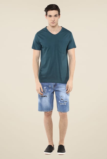 Yepme Teal Trevor Solid T Shirt Yepme Teal Trevor Solid T Shirt