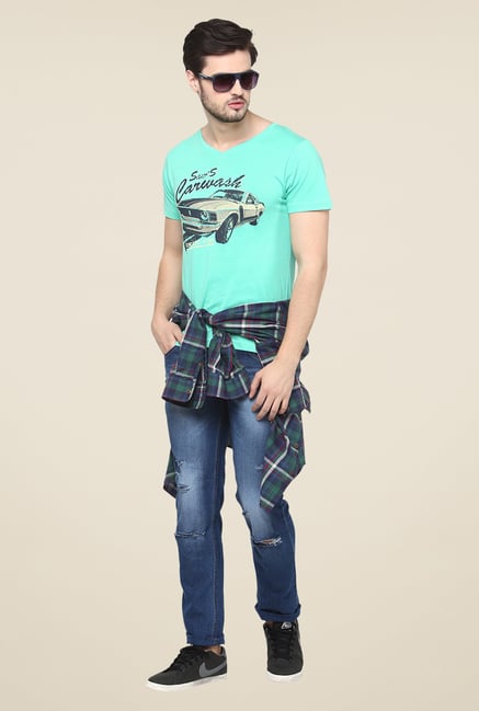 Yepme Aqua Graphic Print T Shirt Yepme Aqua Graphic Print T Shirt