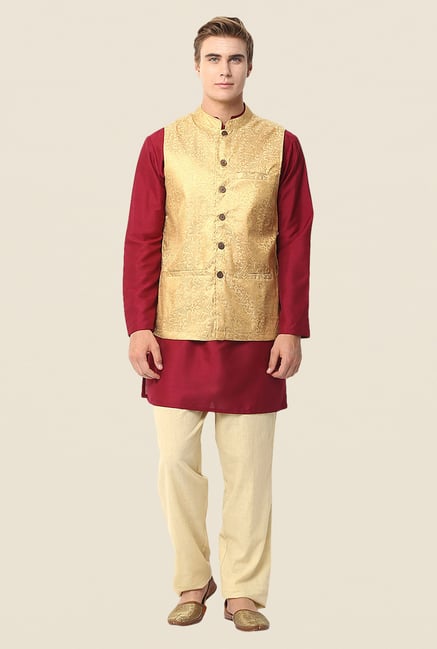 Yepme Beige Jack Self Print Nehru Jacket Yepme Beige Jack Self Print Nehru Jacket