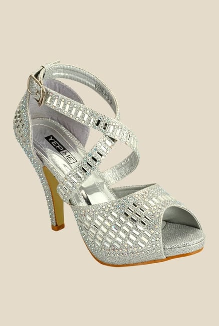 Yepme Silver Cross Strap Sandals Yepme Silver Cross Strap Sandals