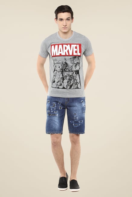 Yepme Marvel Logo Grey Graphic Print T Shirt Yepme Marvel Logo Grey Graphic Print T Shirt
