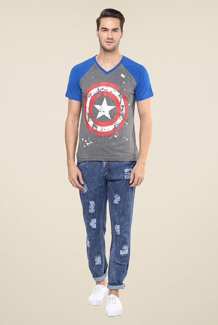 Yepme Marvel Captain America Shield Grey T Shirt Yepme Marvel Captain America Shield Grey T Shirt