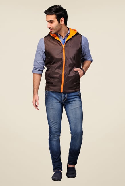 Yepme Orange & Brown Gonzalo Solid Reversible Jacket Yepme Orange & Brown Gonzalo Solid Reversible Jacket