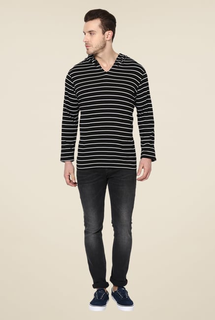 Yepme Black Francesco Striped T Shirt Yepme Black Francesco Striped T Shirt