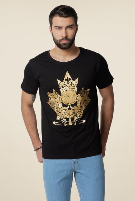 Yepme Mapple Leaf Black Graphic Print T Shirt Yepme Mapple Leaf Black Graphic Print T Shirt