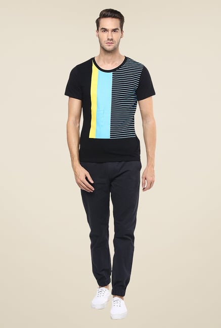 Yepme Black Block Stripes Graphic Print T Shirt Yepme Black Block Stripes Graphic Print T Shirt